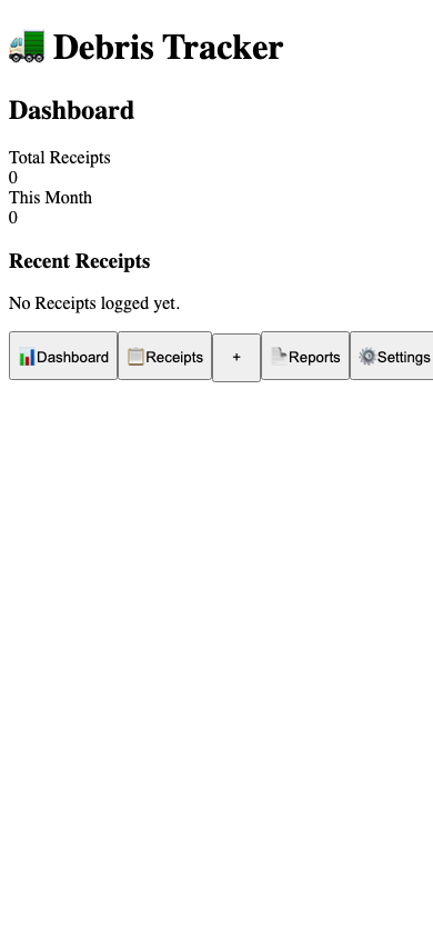Debris Tracker - Waste Facility & Weight Ticket Log Pro export example